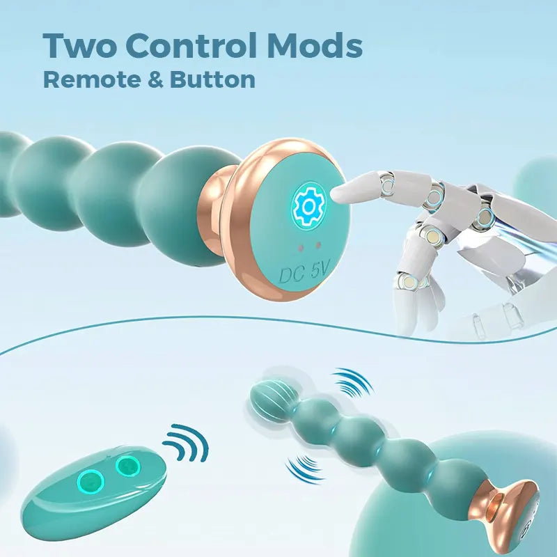 Indigo Bliss Remote-Controlled 10-Mode Vibrating Anal Beads