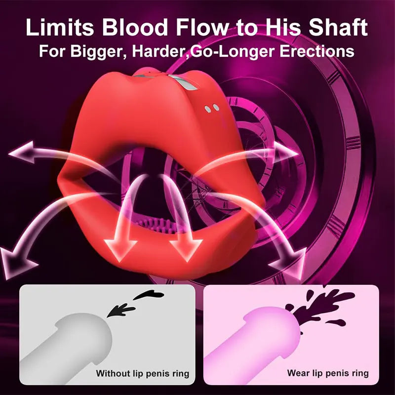 Lust Lips Clitoral Vibrating Penis Ring for Couples