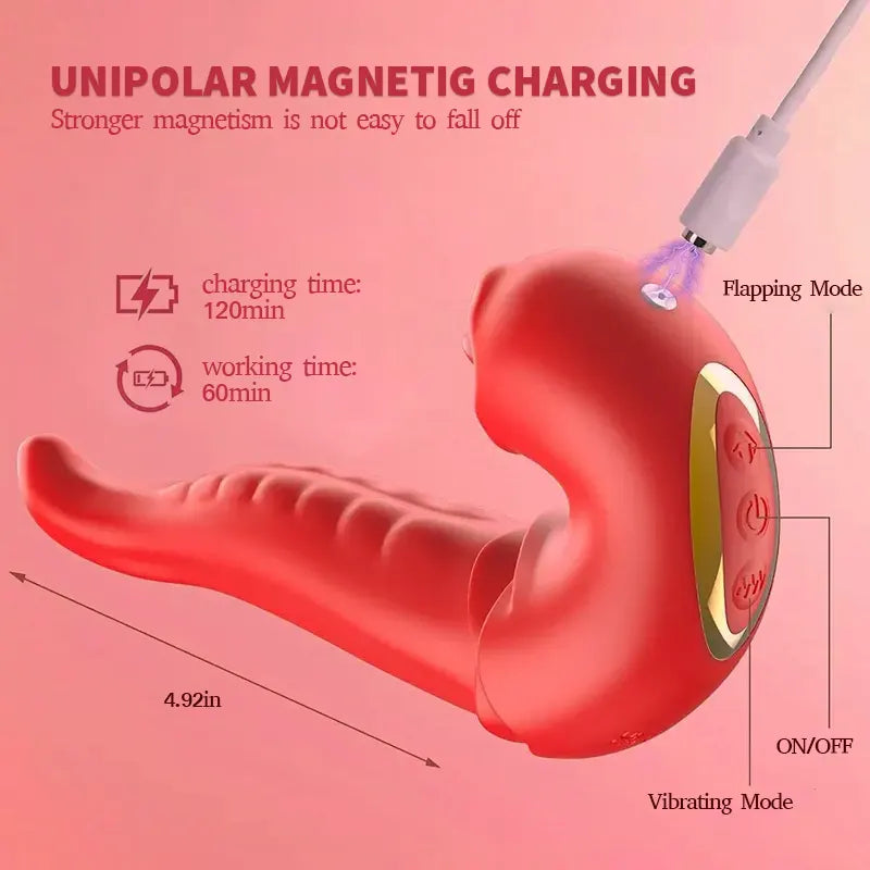 App-Controlled Tongue Vibrator Rose Toy