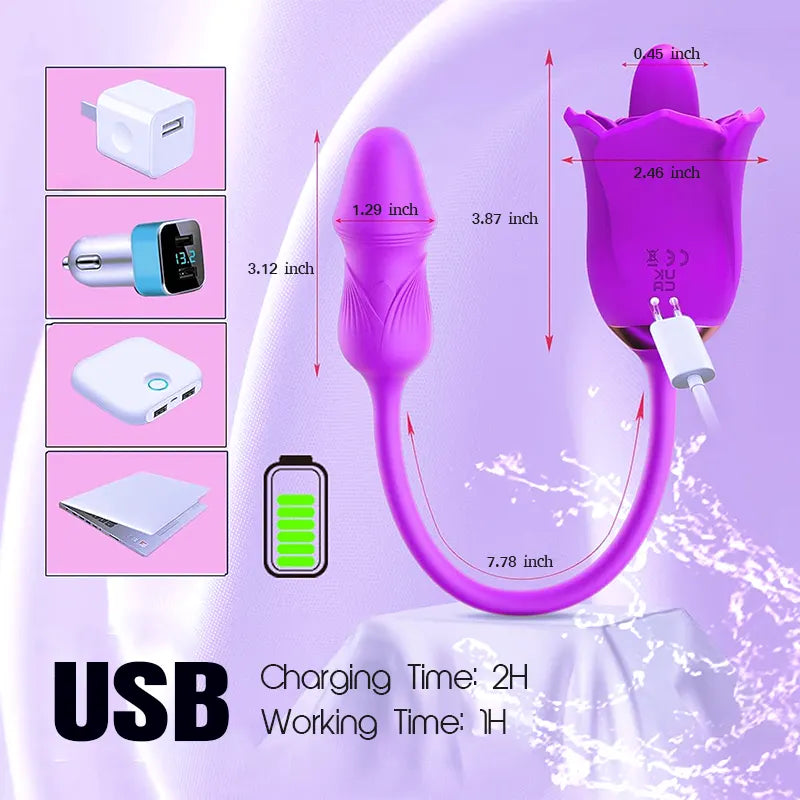 Purple Rose Tongue Vibrator Wand