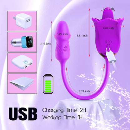 Purple Rose Tongue Vibrator Wand