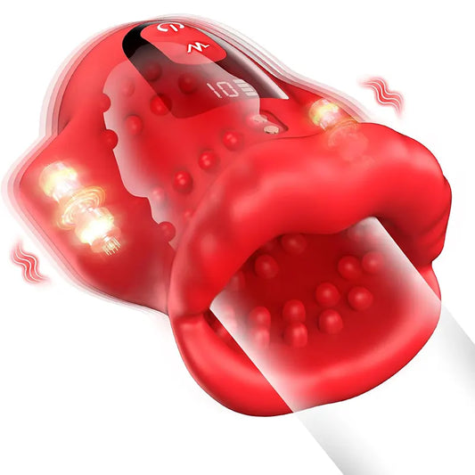 Red Lips Vibrating Oral-Style Penis Stroker