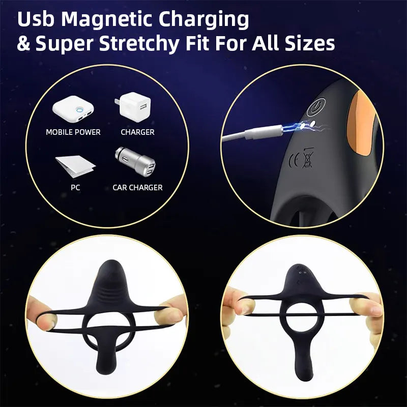 Dual-Motor Vibrating Couple’s Ring – 3-in-1 Intimacy Enhancer