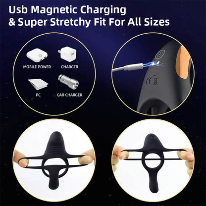 Dual-Motor Vibrating Couple’s Ring – 3-in-1 Intimacy Enhancer