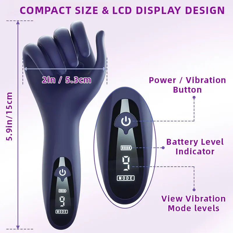PulseGrip LCD Finger-Form Vibrator for Men & Couples