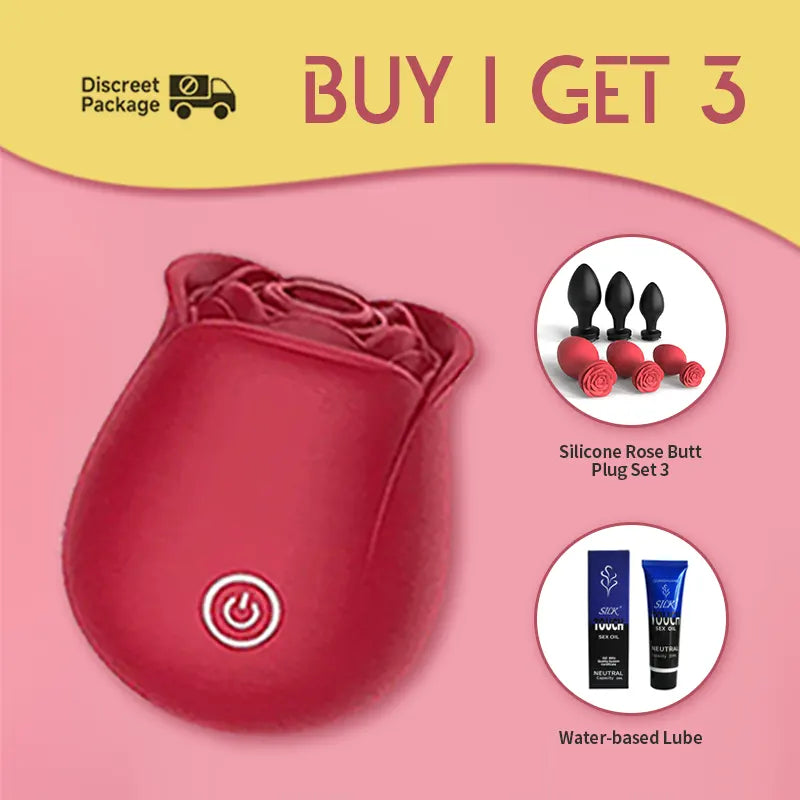 with Silicone Rose Butt Plug Set 3