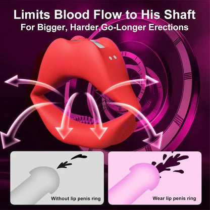 Lust Lips Clitoral Vibrating Penis Ring for Couples