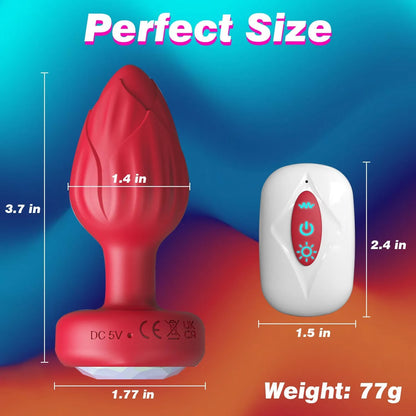 Rose Anal Plug Adult Sex Toys - 10 Modes Vibrating Butt Plug