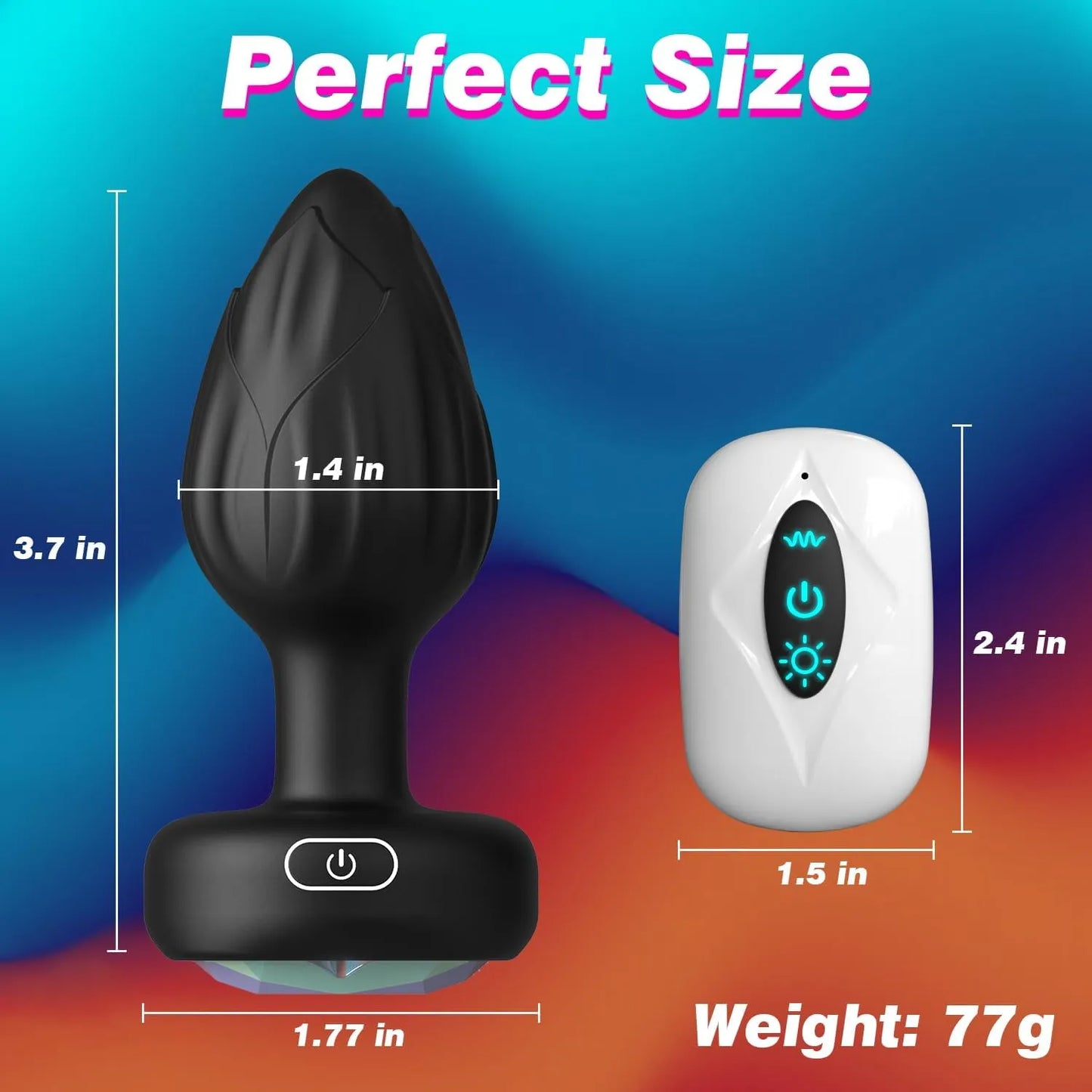 Rose Anal Plug Adult Sex Toys - 10 Modes Vibrating Butt Plug