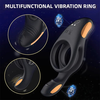 Dual-Motor Vibrating Couple’s Ring – 3-in-1 Intimacy Enhancer