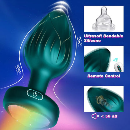 Rose Anal Plug Adult Sex Toys - 10 Modes Vibrating Butt Plug