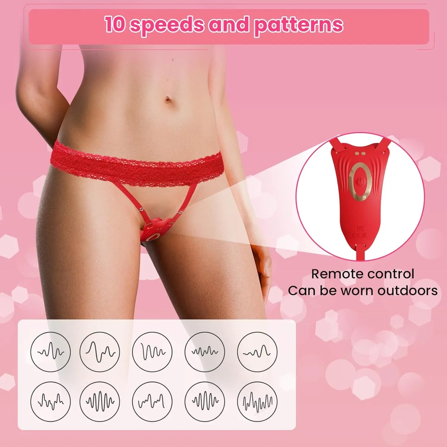 Wearable Panty Vibrator with Remote, Rose Clitoral Stimulator Adult Sex Toys