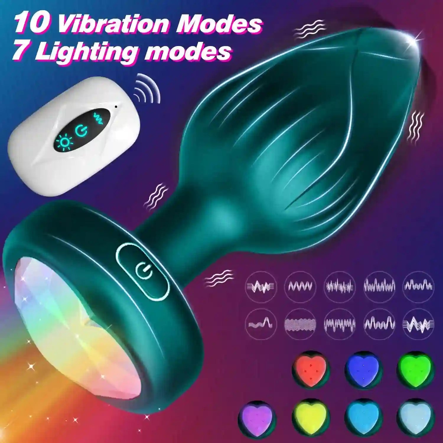 Rose Anal Plug Adult Sex Toys - 10 Modes Vibrating Butt Plug